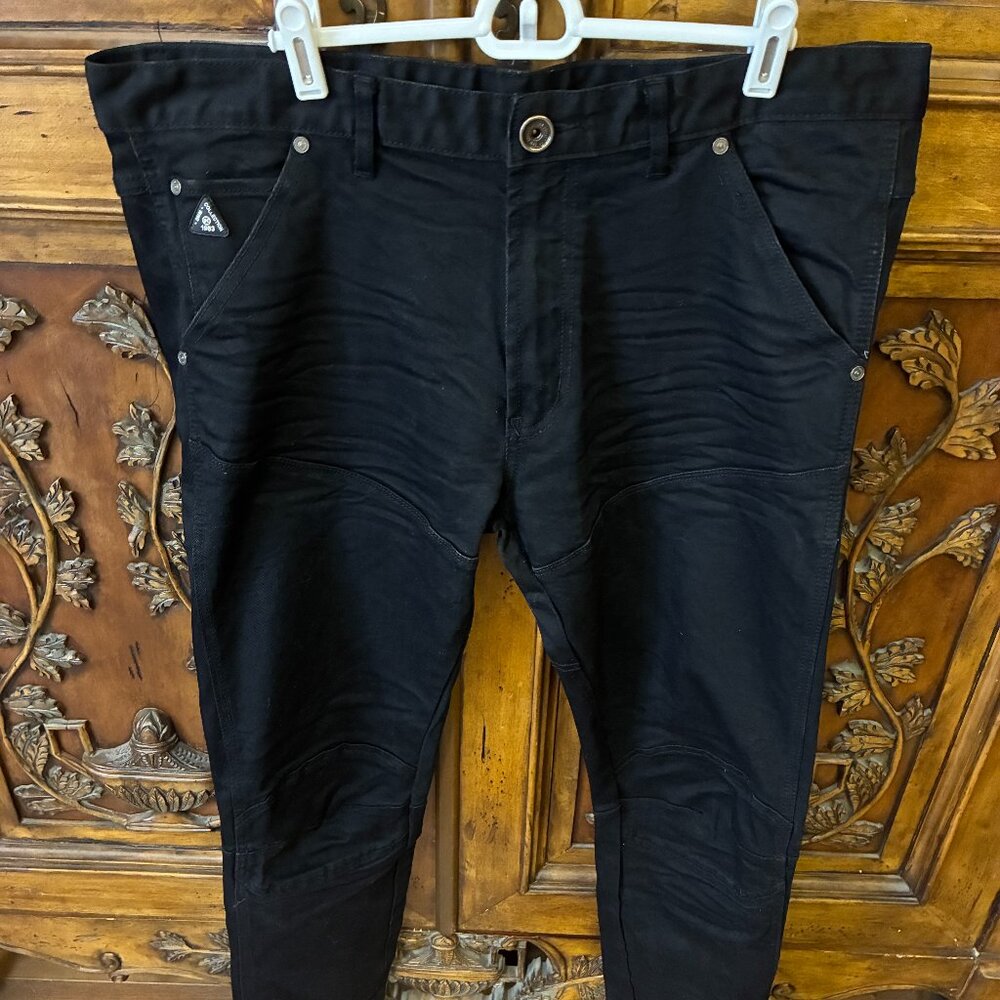 DNM Collection Y2K Mens Tapered Fit Black Denim Moto Biker Jeans Size 38x33.